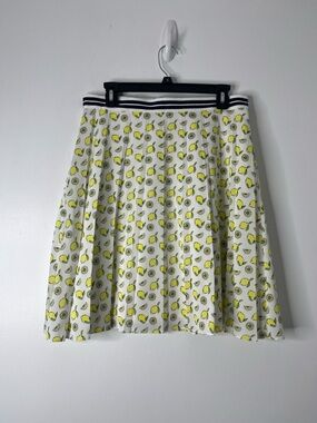 J. CREW Pleated Lemon Print A-Line Skirt Sz 8